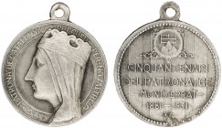1931. Cinquantenari de Patronatge Montserrat. (Cru.Medalles 1451). Con anilla. 1,95 g. Ø25 mm. EBC-.