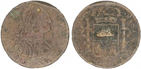 Botón imitando una moneda de 8 reales de Carlos IV. 19 g. (BC).