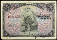 1906. 50 pesetas. (Ed. B99a) (Ed. 315a). 24 septiembre. Serie C. BC+.