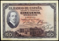 1927. 50 pesetas. (Ed. B122) (Ed. 339). 17 de mayo, Alfonso XIII. Sello en seco del GOBIERNO PROVISIONAL. MBC-.