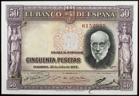 1935. 50 pesetas. (Ed. C17) (Ed. 366). 22 de julio, Ramón y Cajal. Sin serie. S/C-.