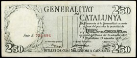 Generalitat de Catalunya. 2,50 pesetas. (Ed. C23a) (Ed. 372a) (T. 3a). Numeración en rojo. MBC-.