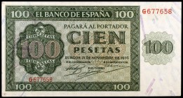 1936. Burgos. 100 pesetas. (Ed. D22a) (Ed. 421a). 21 de noviembre. Serie G. S/C-.