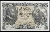1940. 25 pesetas. (Ed. D37a) (Ed. 436a). 6 de enero, Juan de Herrera. Serie B. Leve ondulación. (S/C-).
