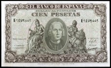 1940. 100 pesetas. (Ed. D39a) (Ed. 438a). 9 de enero, Colón. Serie E. Leve doblez. EBC+.
