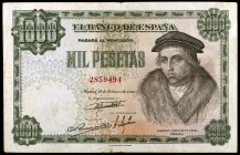 1946. 1000 pesetas. (Ed. D54) (Ed. 453). 19 de febrero, Luis Vives. Raro. MBC-.