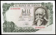 1971. 1000 pesetas. (Ed. D75b) (Ed. 474c). 17 de septiembre, Echegaray. Serie 1U. Error de impresión en anverso. MBC.