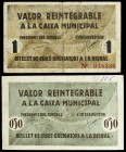 Bisbal d'Empordà, La. 50 céntimos y 1 peseta. (T. 541 y 542). 2 billetes, serie completa. BC+/MBC-.