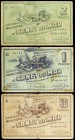 Canet de Mar. 50 céntimos, 1 y pesetas. (T. 741 a 743). 3 billetes, todos los de la localidad. BC/BC+.