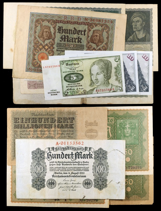 Alemania. 16 billetes de distintos valores y fechas. BC/EBC.