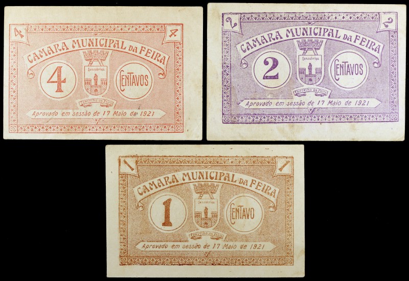 Portugal. 1921. Feira. Cámara Municipal. 1, 2 y 4 centavos. 17 de mayo. 3 billet...