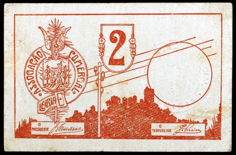 Portugal. Leiria. Asociación Comercial. 2 (centavos). Sin numerar, con dos firma...