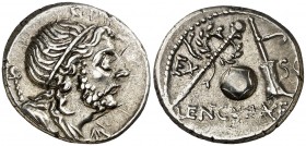 (hacia 76-75 a.C.). Gens Cornelia. Denario. (Bab. 55) (Craw. 393/1b). 3,88 g. MBC+.