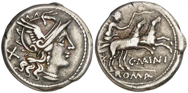 (hacia 153 a.C.). Gens Maiania. Denario. (Bab. 1) (Craw. 203/1a). Ex ANE 29/04/1...