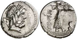 (hacia 80 a.C.). Gens Procilia. Denario. (Bab. 1) (Craw. 379/1). 3,76 g. EBC-/MBC+.