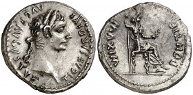 (después 16 d.C.). Tiberio. Denario. (Spink 1763) (S. 16a) (RIC. 30). 3,48 g. EBC-.