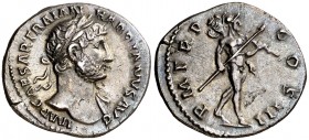 (120-121 d.C.). Adriano. Denario. (Spink. 3516) (S. 1073) (RIC. 321). 2,81 g. EBC-.