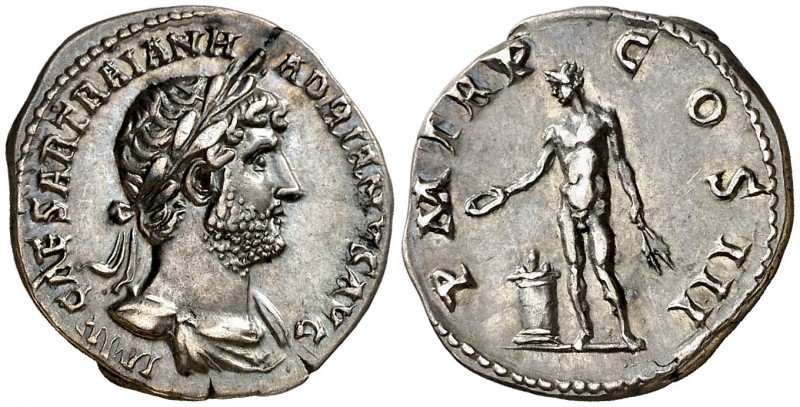 (120-121 d.C.). Adriano. Denario. (Spink 3522 var) (S. 1091a) (RIC. 358). Bella....