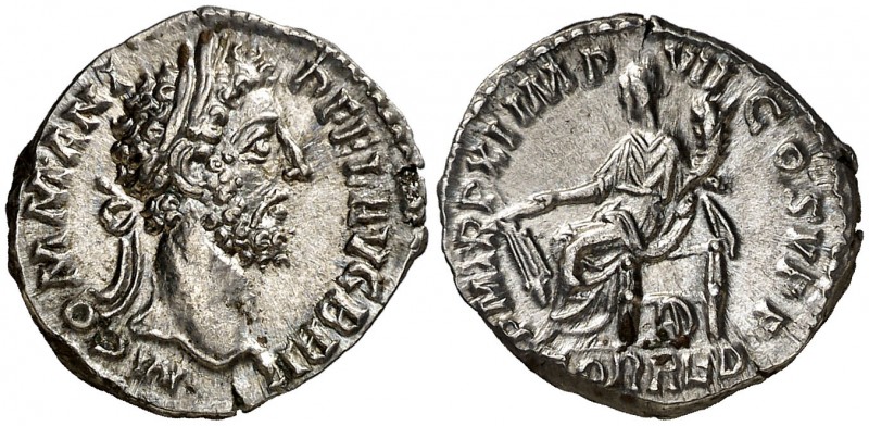 (186 d.C.). Cómodo. Denario. (Spink 5641) (S. 150) (RIC. 131). 3,16 g. EBC-.