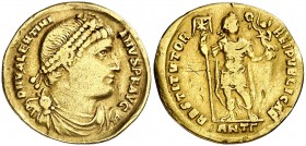 (367 d.C.). Valentiniano I. Antioquía. Sólido. (Spink 19270) (Co. 28) (RIC. 2a). Algo alabeada. 4,29 g. (MBC-).