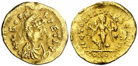 (457-468 d.C.). León I. Constantinopla. Tremissis. (Spink 21421) (Ratto 256) (RIC. 611). 1,45 g. MBC-.
