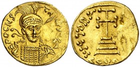 Constantino IV (668-685). Constantinopla. Sólido. (Ratto 1669 var) (S. 1157 var). Incisiones en reverso. 4,32 g. (MBC).
