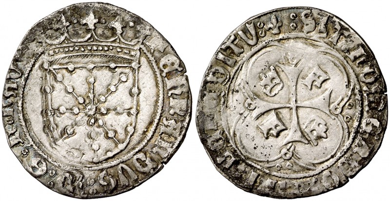 Fernando I (1512-1516). Navarra. Real. (Cru.V.S. 1317.8) (Cru.C.G. 3221a var). E...