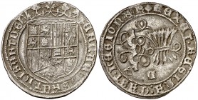 Reyes Católicos. Cuenca. 1 real. (AC. 337). Punto bajo el 2º castillo de la derecha. Atractiva. Ex Colección Isabel de Trastámara 12/12/2018, nº 333. ...