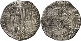 Reyes Católicos. Toledo. M. 8 reales. (AC. 582) (Cal. Edición 2008, nº 191, mismo ejemplar). Ligeras corrosiones en reverso. Muy rara, sólo hemos teni...