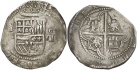 s/d (sobre 1586). Felipe II. Segovia. I. 8 reales. (AC. 677). Rara. 27,48 g. MBC-/MBC.