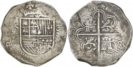 ¿1589?. Felipe II. Sevilla. . 8 reales. (AC. ¿727?). Muy rara. 27,22 g. MBC-.