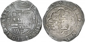 s/d. Felipe II. Toledo. M. 8 reales. (AC. 749). Pátina oscura. Escasa. 27,28 g. (MBC).
