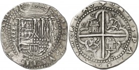 s/d. Felipe II. Valladolid. . 8 reales. (AC. 761). Rara. 27,04 g. MBC.