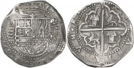 s/d. Felipe II. Valladolid. 8 reales. (AC. tipo 212). 27,27 g. (MBC+).