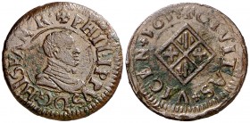 1611. Felipe III. Vic. 1 diner. (AC. 55). Buen ejemplar. 1,95 g. MBC+.