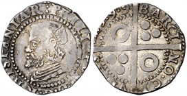 1599. Felipe III. Barcelona. 1 croat. (AC. 444) (Cru.C.G. 4339b). Atractiva. Ex Áureo & Calicó Selección 2019, nº 167. Rara y más así. 3,12 g. MBC+....