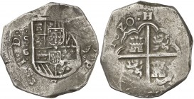 1620/00. Felipe III. Sevilla. S. 8 reales. (AC. 978.1) (Cal. Edición 2008, nº 1899, mismo ejemplar (no señala la rectificación de fecha)). Tipo "OMNIV...