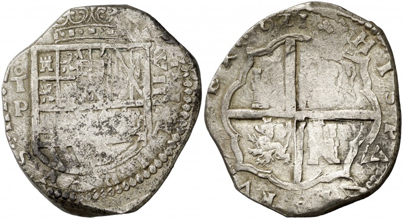 1621. Felipe III. Toledo. P. 8 reales. (AC. 992). El 2 de la fecha como Z. Rara,...