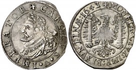 1643/¿2?. Felipe IV. Besançon. 1/2 patagón. (Vti. falta fecha) (P.A. 5412 var. por fecha). A nombre y busto de Carlos I. Cospel irregular pero muy atr...