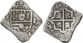 1651. Felipe IV. Burgos. BR. 8 reales. (AC. 1228). Muy rara, sólo hemos tenido cuatro ejemplares y éste es el mejor de todos. 25,59 g. MBC+.
