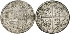 1636. Felipe IV. Segovia. R. 8 reales. (AC. 1610). Mínimas impurezas. Buen ejemplar. Escasa. 27,45 g. MBC+.