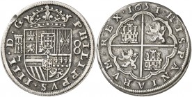 1651/31/30. Felipe IV. Segovia. I. 8 reales. (AC. 1613). Golpecito en canto. Escasa. 27,06 g. MBC/MBC+.
