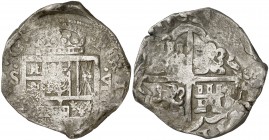 1632. Felipe IV. Sevilla. (R). 8 reales. (AC. 1645). Muy rara, sólo hemos tenido otro ejemplar. 27,13 g. BC+.
