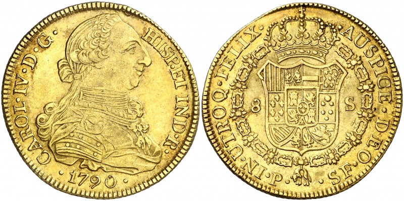 1790. Carlos IV. Popayán. SF. 8 escudos. (AC. 1659) (Cal.Onza 1049) (Restrepo 96...