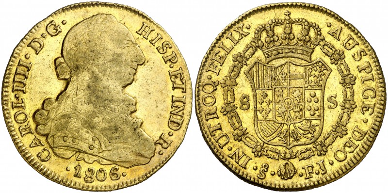 1806/5. Carlos IV. Santiago. FJ. 8 escudos. (AC. 1777) (Cal.Onza 1180). Acuñació...