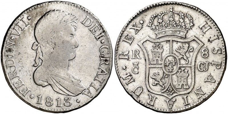 1813. Fernando VII. Cádiz. CJ. 8 reales. (AC. 1153). 26,55 g. MBC-/MBC.