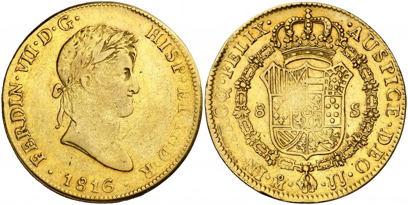 1816. Fernando VII. México. JJ. 8 escudos. (AC. 1794) (Cal.Onza 1266). Golpecito...