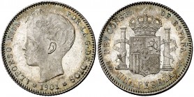 1901*1901. Alfonso XIII. SMV. 1 peseta. (AC. 60). Bella. 4,96 g. EBC/EBC+.