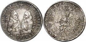 Alemania. Saxe-Old-Gotha (Coburg-Eisenach). 1617. Johann Casimir y Johan Ernst II (1572-1633). WA (Saalfeld). 1 taler. (Dav. 7429) (Kr. 17). Leves gol...