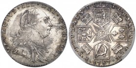 Gran Bretaña. 1787. Jorge III. 6 peniques. (Kr. 606.2). Corazones en el escudo de Hannover. En cápsula de la PCGS como MS64. Muy bella. Ex Stack's Bow...